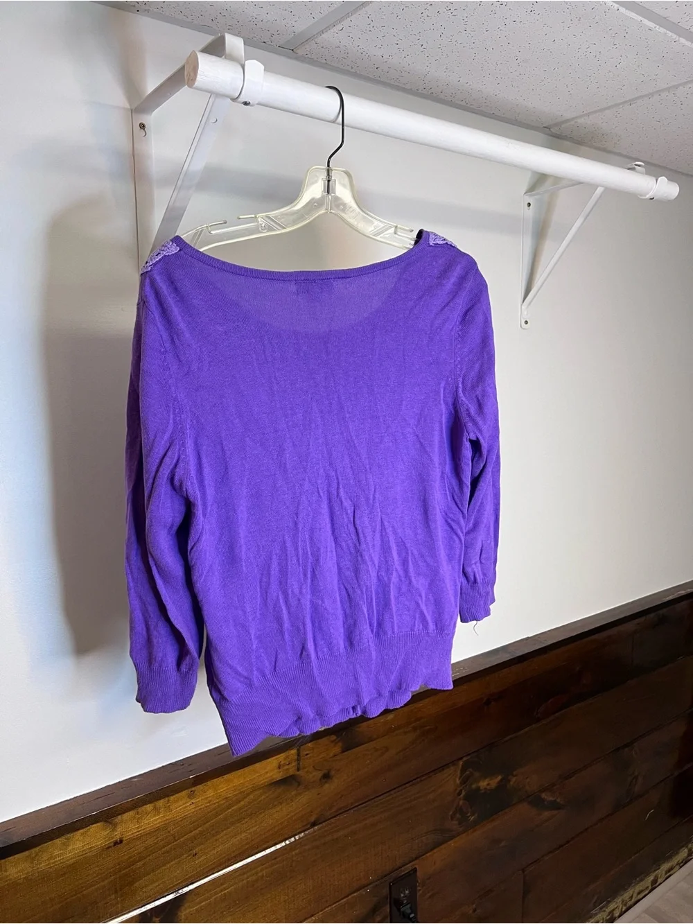 Joseph A. Purple Crochet-Front Button Cardigan Sweater - M